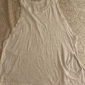 Lululemon side tie tank top in white/grey pattern.